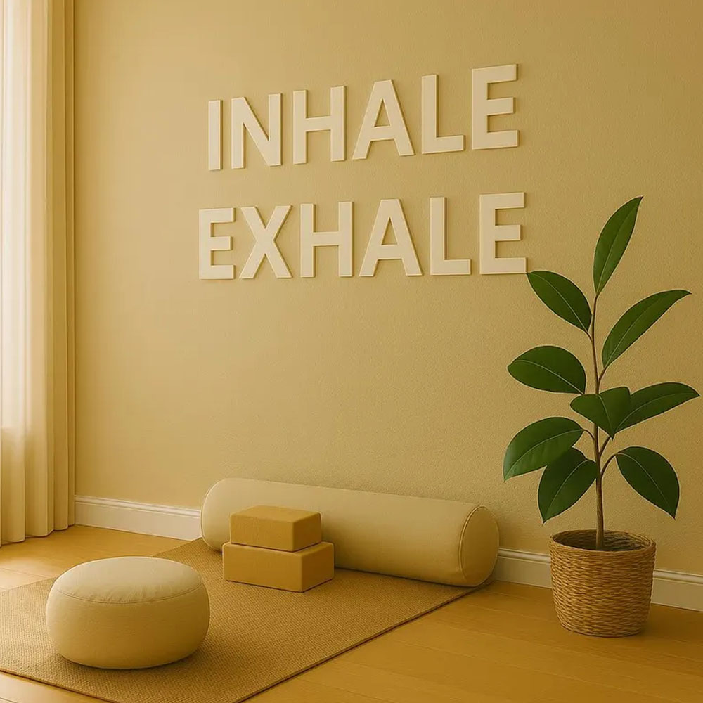 Yoga Fitness Room - INHALE EXHALE Wandschild Yoga-Studio Wandbuchstaben 3D