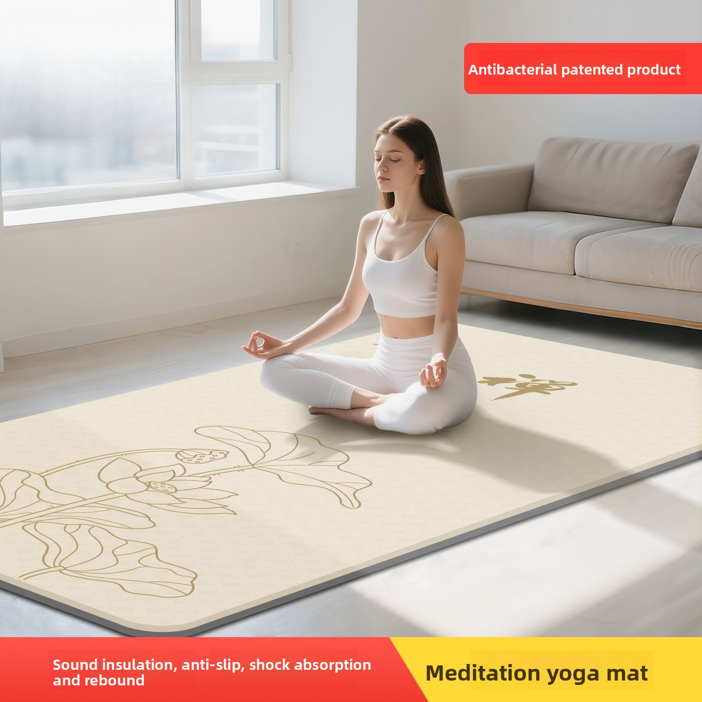 Yoga And Fitness Mat - Zen Meditation Damen-Yogamatte, Vergrößert, Verbreitert, Rutschfest,