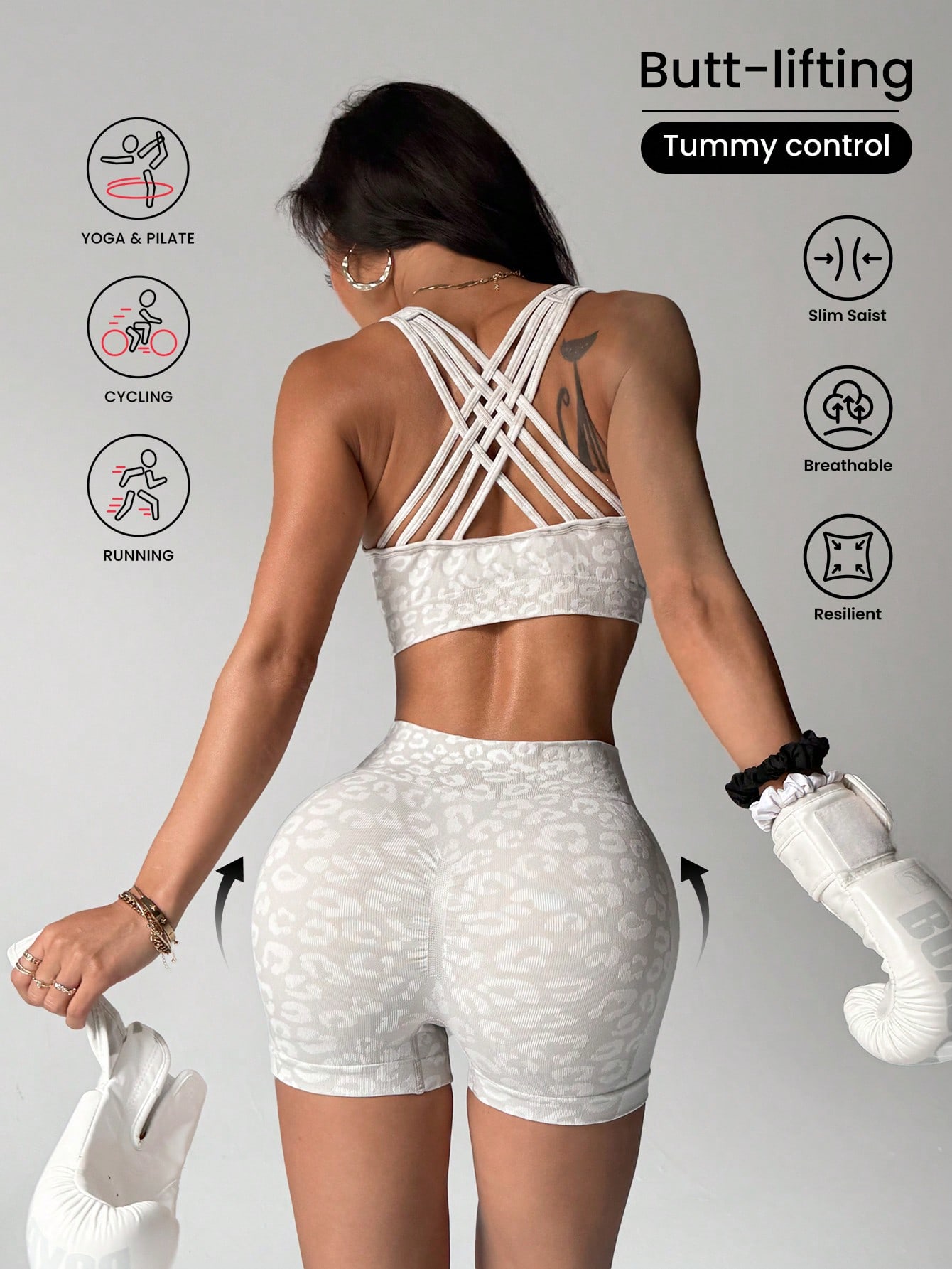 Yoga En Fitness - Hoch tailliertes und bauchumarmendes Yoga-Set mit